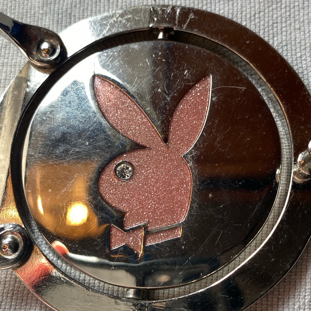 Silver and Pink Bunny reversible belt buckle